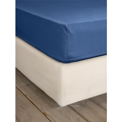 King Size Fitted Bedsheet 185x205+35cm Cotton Nima Home Unicolors - Dark Denim 32882