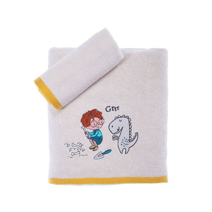 Kid's Bath Towels Set 2pcs 30x50/70x140 NEF-NEF Wild Bones Ecru 100% Cotton
