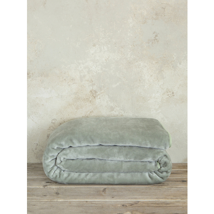 Single Size Velour Blanket 160x220cm Polyester Nima Home Coperta - Sage Green 32326