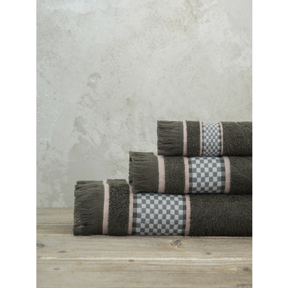 Bath Towels 3pcs. Set 30x50cm,50x90cm & 70x140cm Cotton Nima Home Sutra - Brown 32558