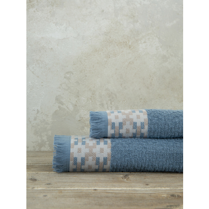 Bath Towels 2pcs. Set 50x90cm & 70x140cm Cotton Nima Home Jentaya - Blue 32562