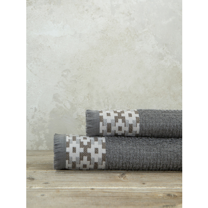 Bath Towels 2pcs. Set 50x90cm & 70x140cm Cotton Nima Home Jentaya - Dark Gray 32561