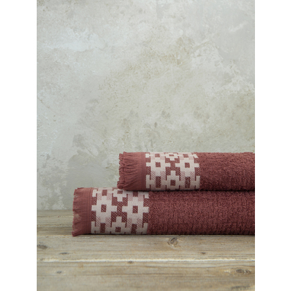 Bath Towels 2pcs. Set 50x90cm & 70x140cm Cotton Nima Home Jentaya - Bordeaux 32560