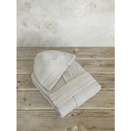 Hooded Bathrobe Extra Extra Large (XXL) Cotton Nima Home Zen - Oat Beige 32516