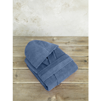 Hooded Bathrobe Medium (M) Cotton Nima Home Zen - Shadow Blue 32503
