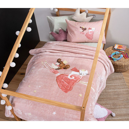 Παιδική Κουβέρτα Μονή 160x220 NEF-NEF Princess At Home Pink 100% Polyester
