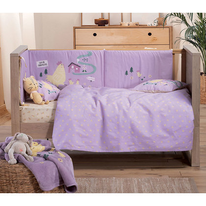 Baby's Crib Sheets Set 3pcs 120x170 NEF-NEF Piu Piu Lilac 100% Cotton 144TC