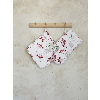 2pcs. Kitchen Set Glove & Potholder Cotton Nima Home Mistletoe 33041