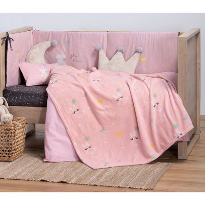 Baby's Holding Fleece Blanket 75x110 NEF-NEF Fly Love Pink 100% Polyester