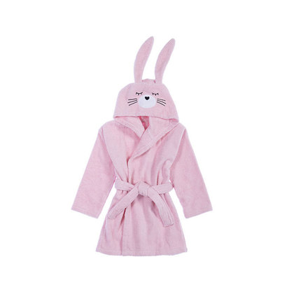 Baby's Hooded Bathrobe No2 NEF-NEF I Love Bunnies Pink 100% Cotton