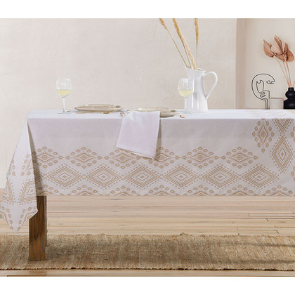 Tablecloth 140x180 NEF-NEF Shreder Ecru 100% Cotton