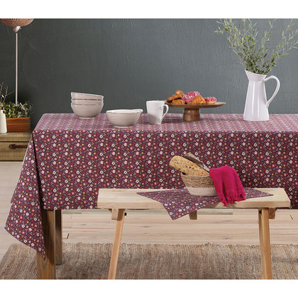 Unstained Tablecloth 140x240 NEF-NEF Livingry Berry 100% Cotton