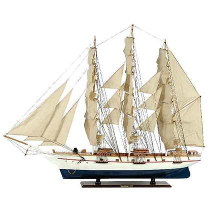Ξύλινο Παραδοσιακό Καράβι 150x23x124(h)cm Λευκό-Μπλέ 31122