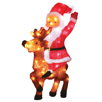 Led 3D Ακρυλικός Φωτιζόμενος Άγιος Βασίλης Με Ελάφι 40x61(h)cm 223977