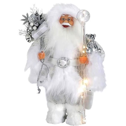 Διακοσμητικός Άγιος Βασίλης Με Φωτιζόμενο Μπαστούνι Μπαταρίας 30cm GS-21001-D