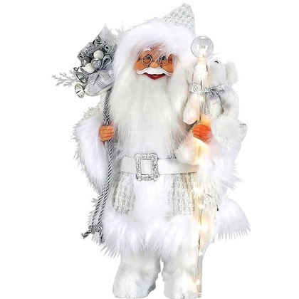 Διακοσμητικός Άγιος Βασίλης Με Φωτιζόμενο Μπαστούνι Μπαταρίας 40cm 60900087-1