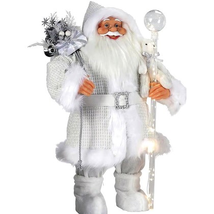 Διακοσμητικός Άγιος Βασίλης Με Φωτιζόμενο Μπαστούνι Μπαταρίας 80cm GS-21001-A