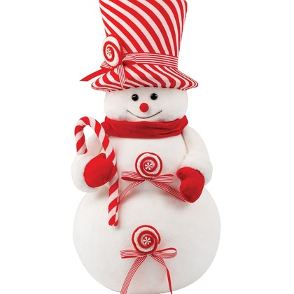 Πάνινος Χριστουγεννιάτικος Διακοσμητικός Χιονάνθρωπος 34x33x63cm D012131501-1WH