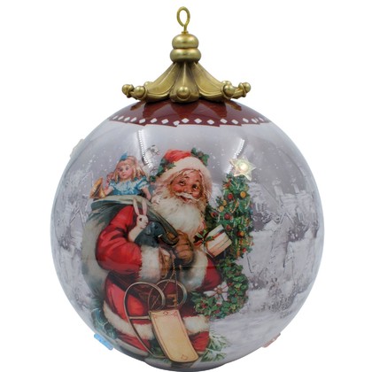 Πλαστική Χριστουγεννιάτικη Μπάλα Με Led Φως Μπαταρίας 20x20x24,5cm 224283