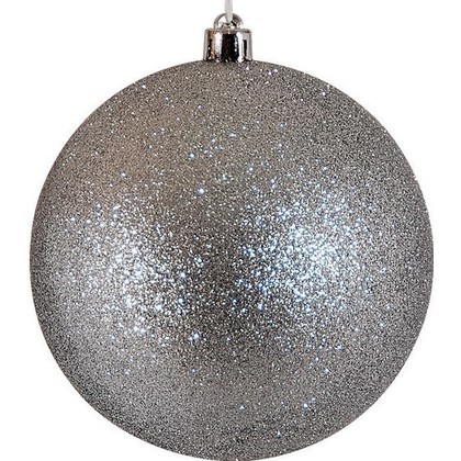 Ασημί Glitter Πλαστική Χριστουγεννιάτικη Μπάλα 20cm 50187297