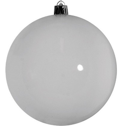 Λευκή Πλαστική Γυαλιστερή Χριστουγεννιάτικη Μπάλα 10cm 50187244