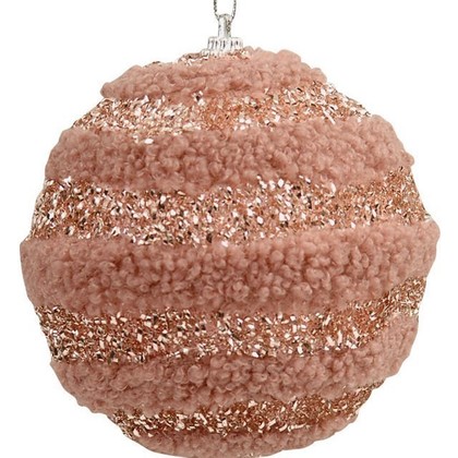 Ροζ Λούτρινη Χριστουγεννιάτικη Μπάλα 10cm 203630