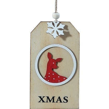 Ξύλινο Κρεμαστό Χριστουγεννιάτικο Στολίδι 7x13(h)cm S50187038
