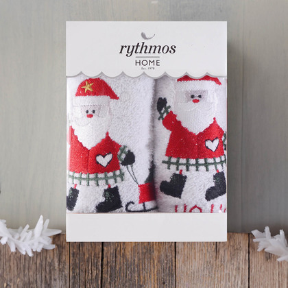 Σετ Χριστουγεννιάτικες Πετσέτες  2 Τεμαχίων 30x50 Rythmos Christmas Terry Gift Set Λευκό 100% Βαμβάκι
