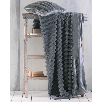 Κουβερτα Καναπέ Γούνινη 130x180 Διπλής Όψης Rythmos Trinity Dark Grey Flannel Fleece