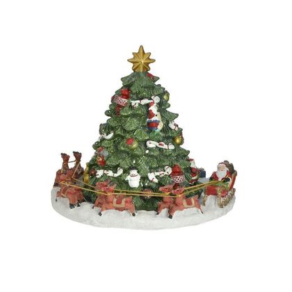 Διακοσμητικό Κουρδιστό Χριστουγεννιάτικο Δέντρο με Μουσική & Κίνηση 16x16x15cm Inart 2-60-961-0007