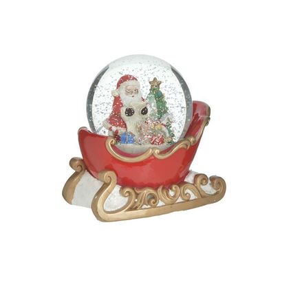 Hand-wound Christmas Snowball with Music Glass/ Resin 14x10x14cm Inart 2-70-305-0144