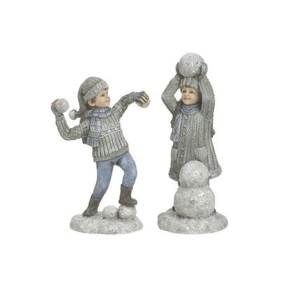 Χριστουγεννιάτικο Διακοσμητικό Αγόρι & Κορίτσι στο Χιόνι Resin Σετ 2τμχ. 9x8x20cm Inart 2-70-922-0080 