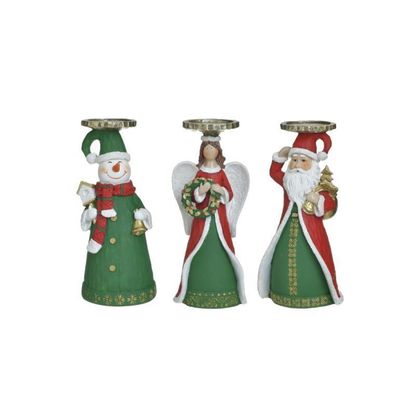 Resin Christmas Candle Holder 3pcs. Set 10x8x23cm Inart 2-70-547-0179