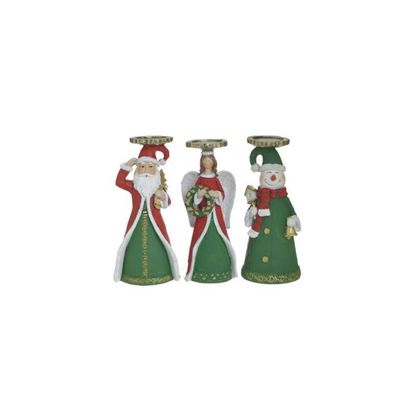 Resin Christmas Candle Holder 3pcs. Set 9x8x18cm Inart 2-70-547-0180
