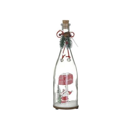 Χριστουγεννιάτικο Διακοσμητικό Μπουκάλι Led Γυαλί/ Ξύλο Φ9x30cm Inart 2-70-540-0135