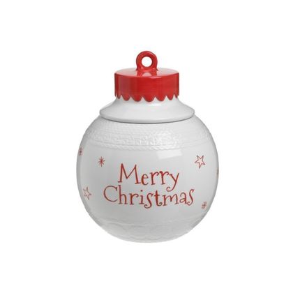 Κεραμική Χριστουγεννιάτικη Μπισκοτοθήκη Μπάλα Φ20x16cm Inart 2-60-434-0016