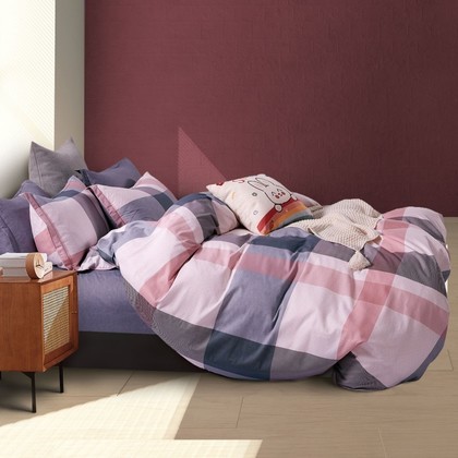 Double Bed Sheets Set 4pcs 230x260 SB Home Sateen Collection Leon Dusty Pink 100% Sateen Cotton 205TC