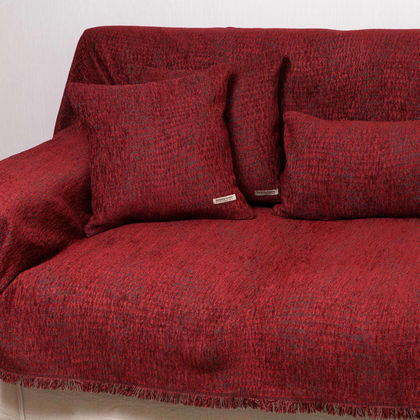 Two Seater Throw 180x250cm Chenille/ Jacquard Aslanis Home Ismaros Bordeaux/ Gray 679906