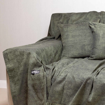 Two Seater Throw 180x250cm Jacquard Aslanis Home Kedros Olive/ Charcoal 680072