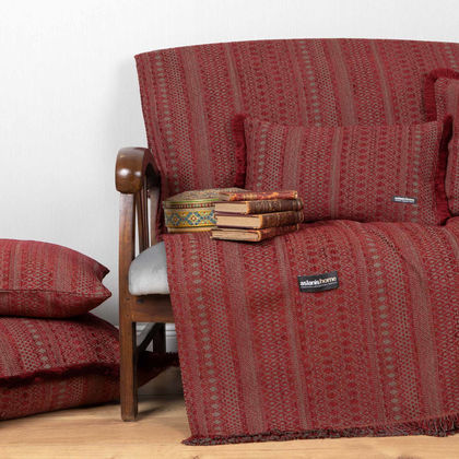 Three Seater Throw 180x300cm Chenille/ Jacquard Aslanis Home Olympos Bordeaux/ Gray 679880