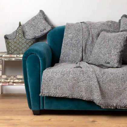 Two Seater Throw 180x250cm Chenille/ Jacquard Aslanis Home Parnassos Charcoal/ Gray 679838