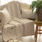 Four Seater Throw 180x350cm Cotton/ Polyester Aslanis Home Pinovo Ecru/ Sand 680254