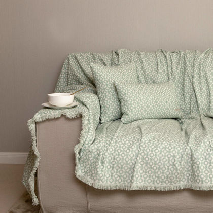Two Seater Throw 180x250cm Chenille/ Jacquard Aslanis Home Vermio Mint/ Ice 679798