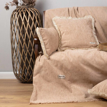Two Seater Throw 180x250cm Chenille Aslanis Home Four Seasons Beige 680016