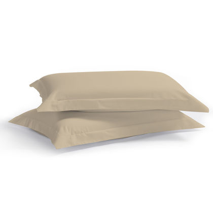 Pair of Oxford Pillowcases 50x70+5cm Satin Cotton Aslanis Home Satin Plain 226 Desert Tan 697099​