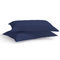 Pair of Oxford Pillowcases 50x70+5cm Satin Cotton Aslanis Home Satin Plain 275 Blue Navy 698054