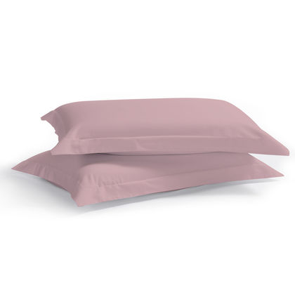 Pair of Oxford Pillowcases 50x70+5cm Satin Cotton Aslanis Home Satin Plain 214 Rose Dust 697098