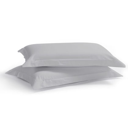 Pair of Oxford Pillowcases 50x70+5cm Satin Cotton Aslanis Home Satin Plain 186 Warm Grey 698043