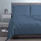 Queen Size Flat Bedsheets 4pcs. Set 250x270cm Satin Cotton Aslanis Home Satin Plain 232 Poseidon Blue 697932​