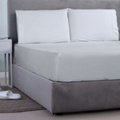 Queen Size Fitted Bedsheet 160x200+35cm Satin Cotton Aslanis Home Satin Plain 038 Sugar White 696987